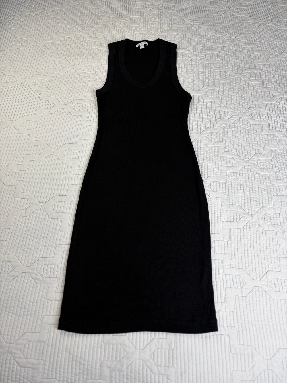 Standard James Perse Black Ribbed Tank Dress Side Midi Size 0 (XS) USA